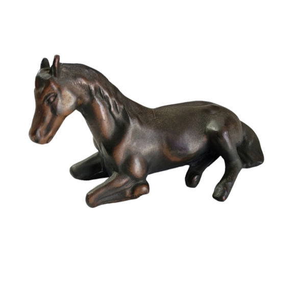 Vintage Bronze Resting Horse Sculture, Equine Figurine 5"L x 3"H - Picture 1 of 11